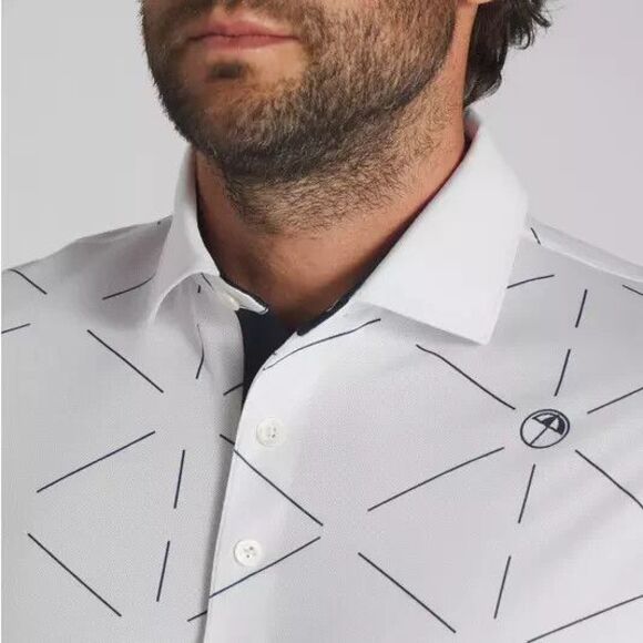 Puma Other - Arnold Palmer X Puma Geo Golf Polo Shirt Mens Medium Cloudspun White Blue